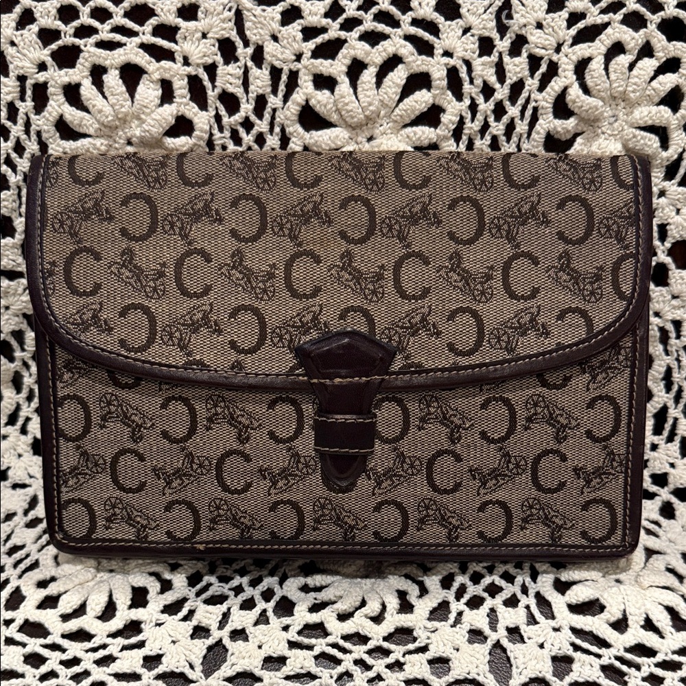 Celine Brown Patterned Clutch